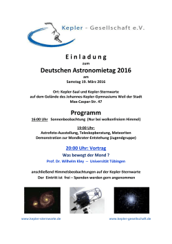 Einladung / Programm zum Astronomietag 2016 - Kepler