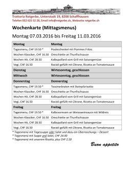 Restaurant Rotgerbe Wochenkarte