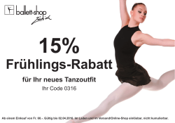 15% Rabatt Mit dem Promocode - Ballett-Shop