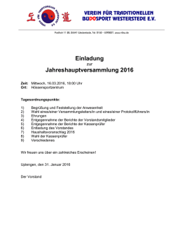 Einladung Jahreshauptversammlung 2016