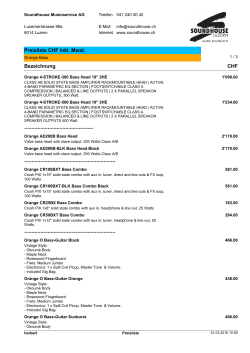 Preisliste CHF inkl. Mwst. Bezeichnung CHF