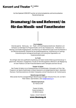 Dramaturg/-in und Referent/-in f&uuml;r das Musik
