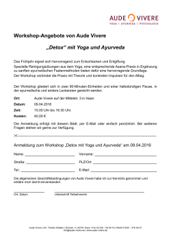 Workshop-Angebote von Aude Vivere „Detox“ mit Yoga und Ayurveda