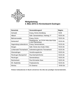 Gottesdienste im Kirchenbezirk - Evangelischer Kirchenbezirk