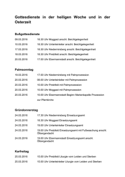Gottesdienste in der heiligen Woche und in der Osterzeit