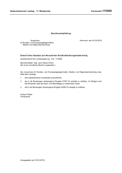 Niedersächsischer Landtag - 17. Wahlperiode Drucksache 17/5292