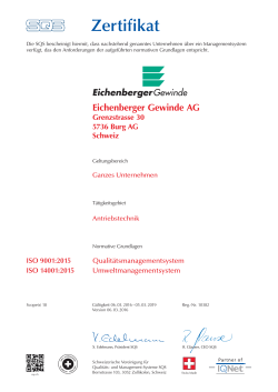 Zertifikat - Eichenberger Gewinde AG