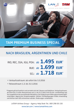 TAM Business Class Special - LATAM Airlines Group Newsletter
