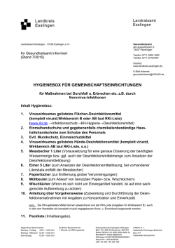 Hygieneboxen f&uuml;r Gemeinschaftseinrichtungen f&uuml;r Ma&szlig;nahmen bei