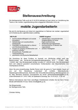 Stellenausschreibung mobile JugendarbeiterIn
