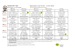 Kantine PP. Tela Speiseplan vom 07.03. - 11.03. 2016