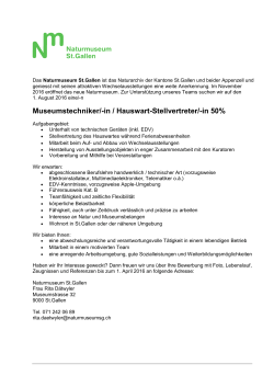 Museumstechniker/-in / Hauswart-Stellvertreter/-in 50%