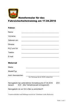 Page 1 F NTE- Fahrsicherheitstraining am 17.04.2016 Fahrer: Name