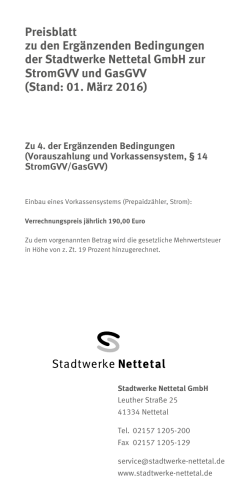 Preisblatt Strom & GasGVV