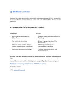je 1 Sachbearbeiter (m/w) Kundenservice in Vollzeit