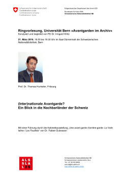 Ringvorlesung, Universität Bern «Avantgarden im Archiv» (Inter