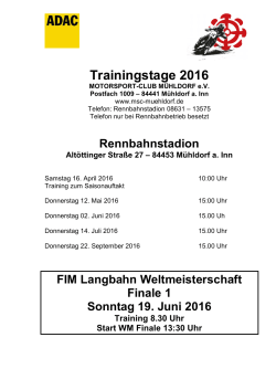 Trainingstage 2016