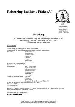 Jahreshauptversammlung - Reiterring Badische Pfalz eV
