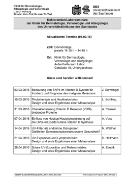 Doktoranden/Laborseminare der Klinik f&uuml;r Dermatologie
