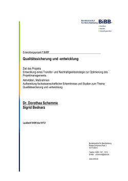 Qualitätssicherung und -entwicklung Dr. Dorothea Schemme