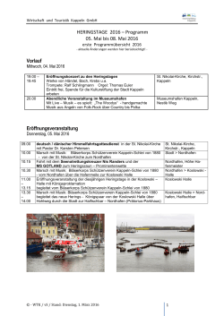 HERINGSTAGE 2016 – Programm 05. Mai bis 08. Mai 2016 Vorlauf