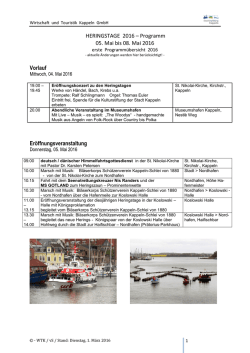 HERINGSTAGE 2016 &ndash; Programm 05. Mai bis 08. Mai 2016 Vorlauf