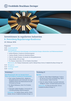 Investitionen in regulierten Industrien 8. Petersberg