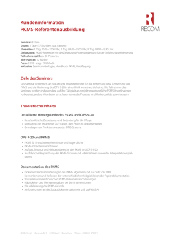 Kundeninformation PKMS-Referentenausbildung