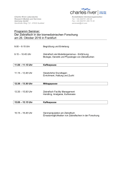 Programm Seminar: Der Zebrafisch in der biomedizinischen