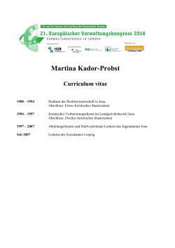 Martina Kador-Probst Curriculum vitae