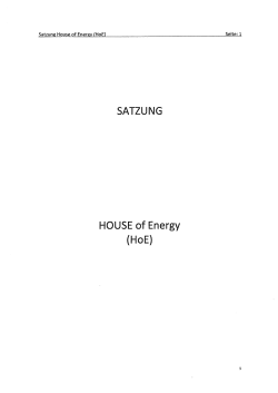 Page 1 Satzung House of Energy (HoE) Seite: 1 SATZUNG HOUSE