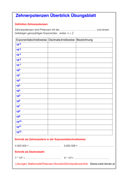 Zehnerpotenzen &Uuml;berblick &Uuml;bungsblatt