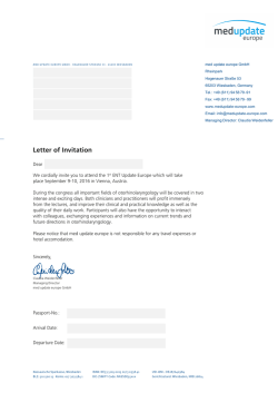 Invitation  - ENT Update Europe 2016