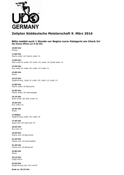 Zeitplan Süddeutsche Meisterschaft 9. März 2016