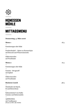 Donnerstag, 3. M&auml;rz 2016 Menu 1 18.5 &mdash; Gem&uuml;sesuppe oder Salat