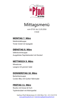 Mittagsmenü - Gasthaus Pfudl