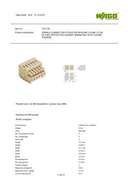 Data sheet from 01.10.2012 Item no.: 734