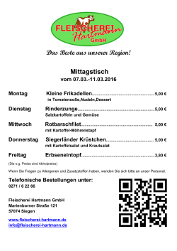Mittagstisch - Fleischerei Hartmann GmbH