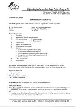 Jahreshauptversammlung PSG J&auml;gerkrug