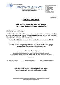 Informationen zur Initiative VERAH LK Osnabrück