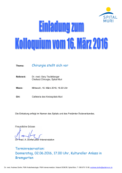 Einladung zum Kolloquium 16. März 2016