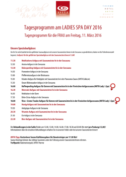Das aktuelle Tagesprogramm zum "Ladies Spa Day" als