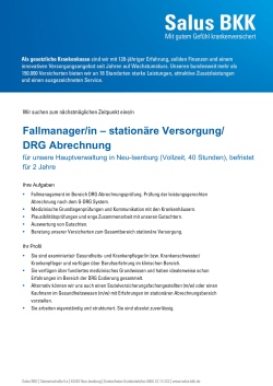Fallmanager/in – stationäre Versorgung/ DRG - Das GKV