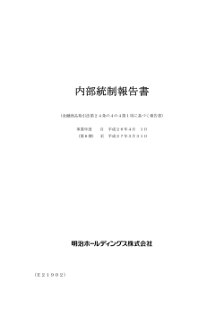 内部統制報告書 - 明治ホールディングス