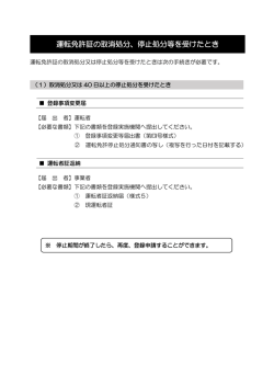 運転免許証の取消処分、停止処分等を受けたとき