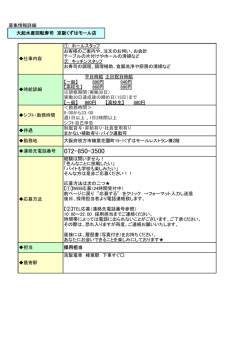 募集情報詳細 ① ホールスタッフ お客様のご案内や、注文の
