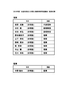 理事 桒原 成壽 （非常勤） 代表理事 中村 衛 （非常勤） 副理事長 米田