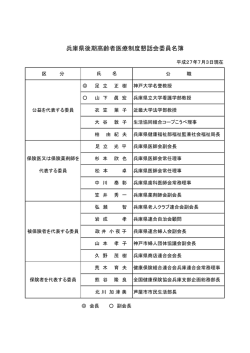兵庫県後期高齢者医療制度懇話会委員名簿