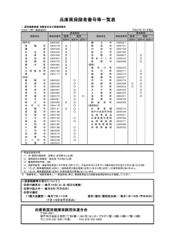 兵庫県保険者番号等一覧表