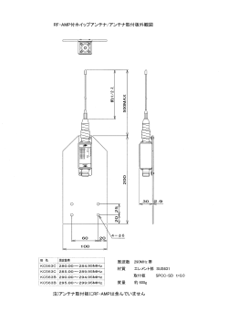 RF-AMP付ホイップアンテナ/アンテナ取付板外観図 注)アンテナ取付板に